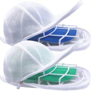 mchkj hat washer for washing machine, cap washer with mesh bags, hat washer for baseball caps, hat cleaner/cleaning protector cage (white - 2 pack)