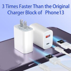 Auczh USB-C Charger Block, 20W Fast Charging, Compatible for Watch Series 9/8/7/SE, iPhone 14/13, 2 Pack