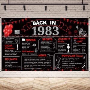 darunaxy red 41st birthday party decorations black red back in 1983 banner 41 year old birthday party poster supplies vintage 1983 backdrop photography background for men & women 41st class reunion