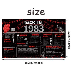 DARUNAXY Red 41st Birthday Party Decorations Black Red Back in 1983 Banner 41 Year Old Birthday Party Poster Supplies Vintage 1983 Backdrop Photography Background for Men & Women 41st Class Reunion