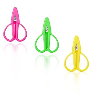 3 pack mini scissors set - travel-sized tiny small scissors with cover - portable snips for sewing, crafts, and yarn, assorted colors