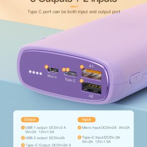 Kuulaa USB C Power Bank Fast Charging, 5000mAh Plug-in Portable Charger & Type C Input/Output Battery Pack 26800mAh