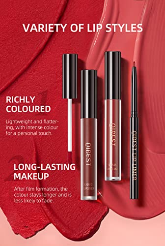 3Pcs Dark Brown Matte Liquid Lipstick, Lip Liner, Lip Gloss Trio Lip Set - One Step Lips Makeup Kits Waterproof Long-Lasting Moisturizing Velvety Nude Lip Stain Make Up Gift Set (11#)