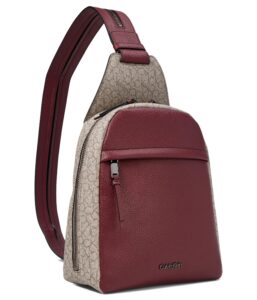 calvin klein mia backpack mini textured almond/taupe/deep rouge one size