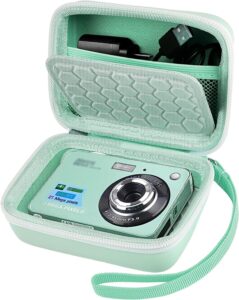 carrying & protective case for digital camera, abergbest 21 mega pixels 2.7" lcd rechargeable hd/kodak pixpro/canon powershot elph 180/190 / sony dscw800 / dscw830 cameras for travel - light green