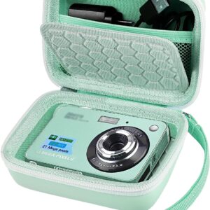 Carrying & Protective Case for Digital Camera, AbergBest 21 Mega Pixels 2.7" LCD Rechargeable HD/Kodak Pixpro/Canon PowerShot ELPH 180/190 / Sony DSCW800 / DSCW830 Cameras for Travel - Light Green