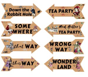 alice in wonderland party decor vintage style arrow signs mad hatters tea party props 8 pcs double sided