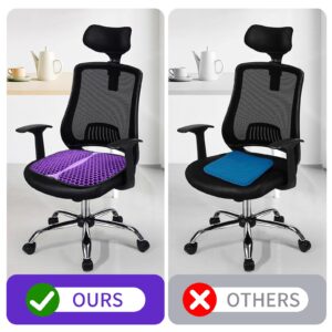 Muzsoul Gel Seat Cushions for Office Chairs Desk Chair Wheelchair Cushion - Tailbone Pain Relief Cushion Cool Breathable Without Sweating Non-Slip Cover Ergonomic Seat Cushion