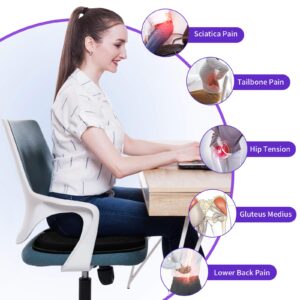 Muzsoul Gel Seat Cushions for Office Chairs Desk Chair Wheelchair Cushion - Tailbone Pain Relief Cushion Cool Breathable Without Sweating Non-Slip Cover Ergonomic Seat Cushion