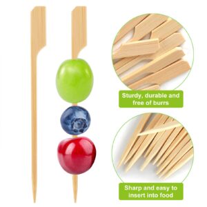 300PCS Cocktail Picks Bamboo Skewers For Appetizers, FATLODA Paddle Wooden Skewers, Fancy Flat Toothpicks For Appetizers, 4.7 IN Bamboo Sticks For Party Sandwich Fruit Charcuterie Boards Accessories