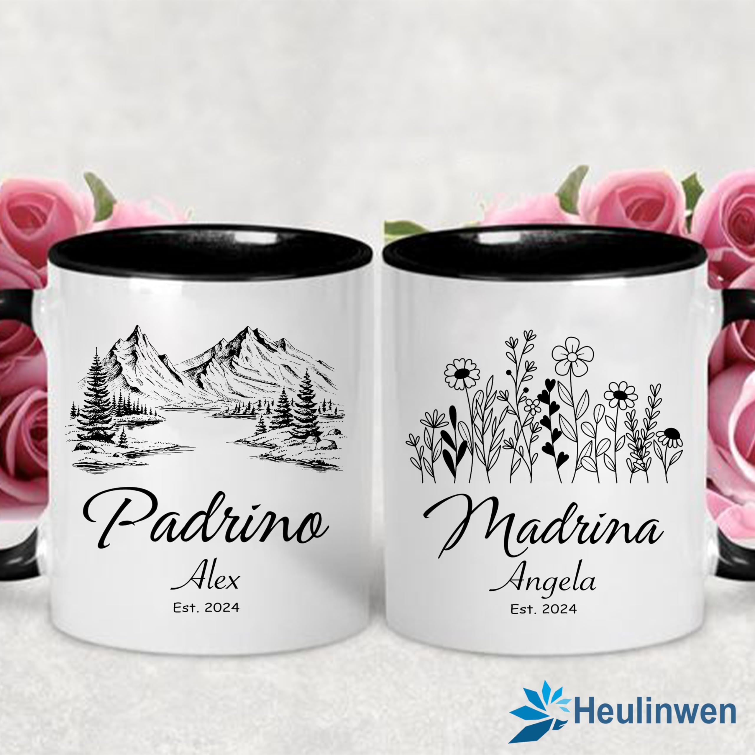 Heulinwen Godparents Proposal Gifts, Madrina and Padrino Coffee Mugs Set of 2, Quieren Ser Mis Padrinos De Bautizo, Padrinos De Bautizo Propuesta, Quieres Ser Mi Madrina De Bautizo (Est 2023)