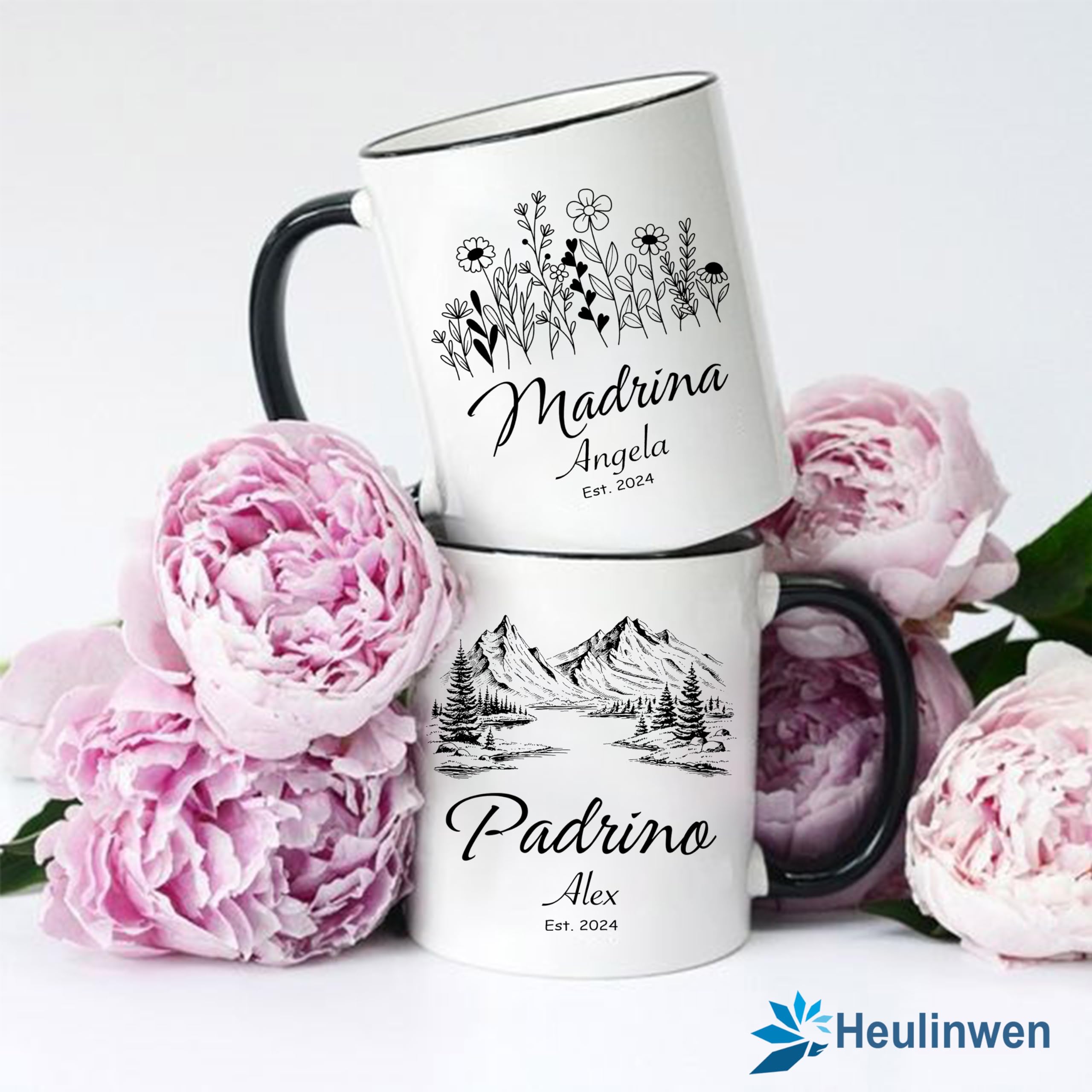 Heulinwen Godparents Proposal Gifts, Madrina and Padrino Coffee Mugs Set of 2, Quieren Ser Mis Padrinos De Bautizo, Padrinos De Bautizo Propuesta, Quieres Ser Mi Madrina De Bautizo (Est 2023)