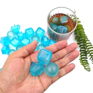 40 Pack Reusable Plastic Ice Cubes for Drinks Like Whiskey, Wine, or Coffee,to Keep Your Drink Cold Longer,Can Be Used for School, Travel, Picnic and Other Outdoor Activities (Blue)