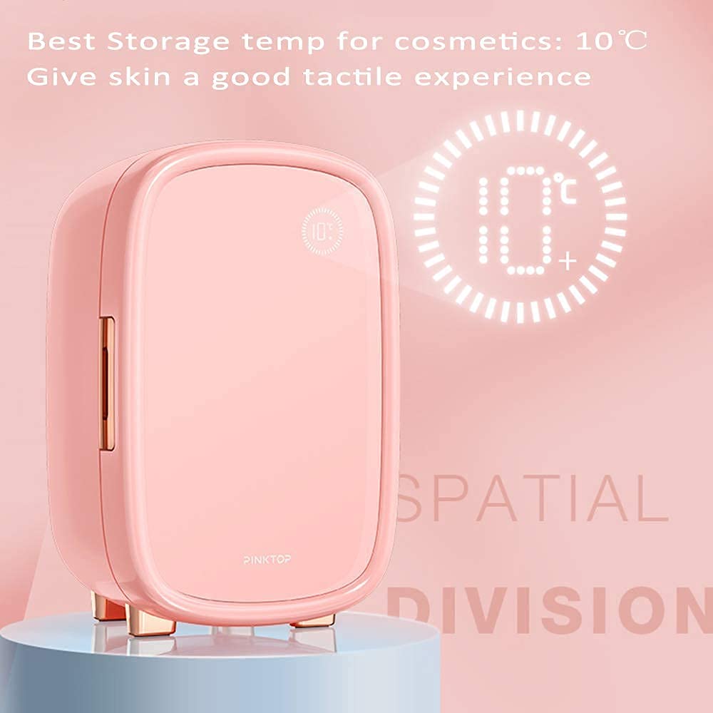 TONPOP Beauty Mini Fridge 12 Liter Portable Cosmetic Skincare Refrigerator Mini Refrigerator for Car Home Compact Quiet Cooler Warmer With Removable Drawers for Breast Milk, Drink,