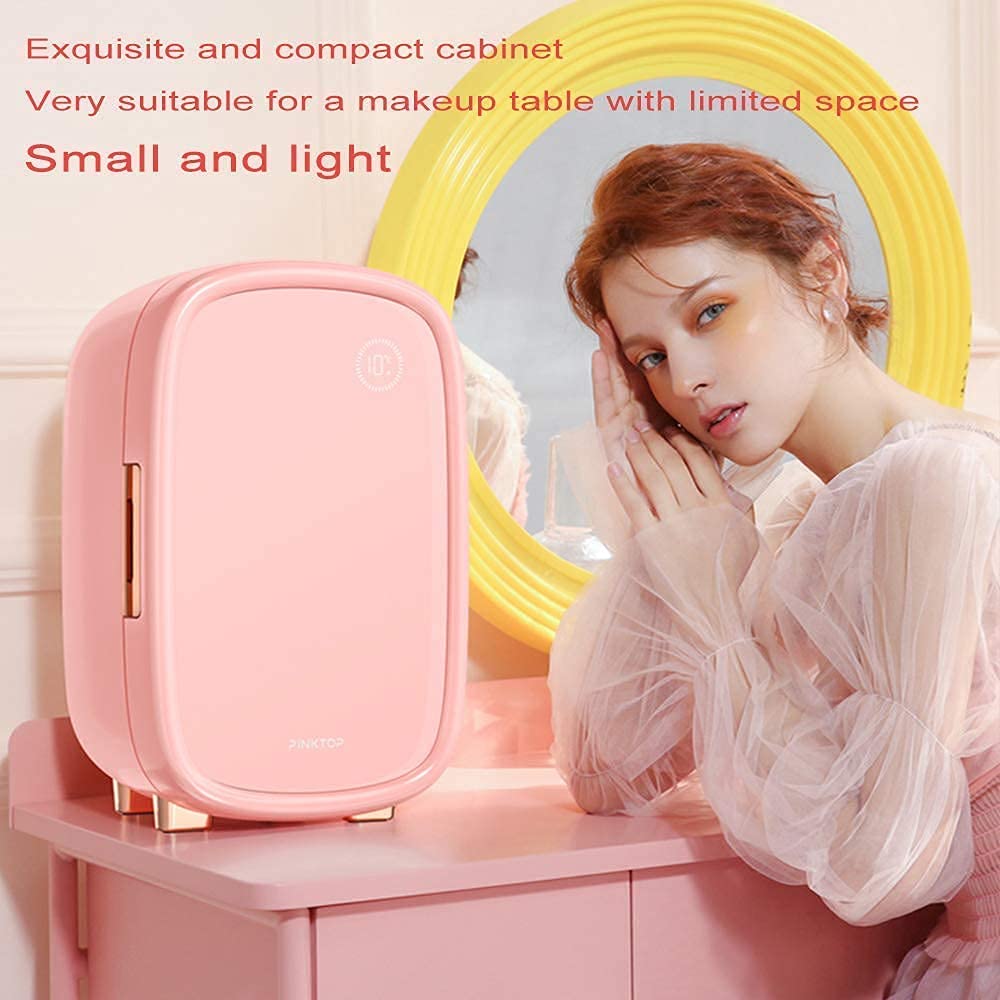 TONPOP Beauty Mini Fridge 12 Liter Portable Cosmetic Skincare Refrigerator Mini Refrigerator for Car Home Compact Quiet Cooler Warmer With Removable Drawers for Breast Milk, Drink,