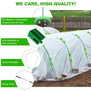 Garden Hoops for Raised Beds Wide, 36pcs 8ft Garden Tunnel Hoops for Row Cover Netting, Greenhouse Support Hoops Grow Tunnel Garden Bed Stakes, Flexible Fiberglass DIY Plant Hoops Outdoor, 24pcs Clips