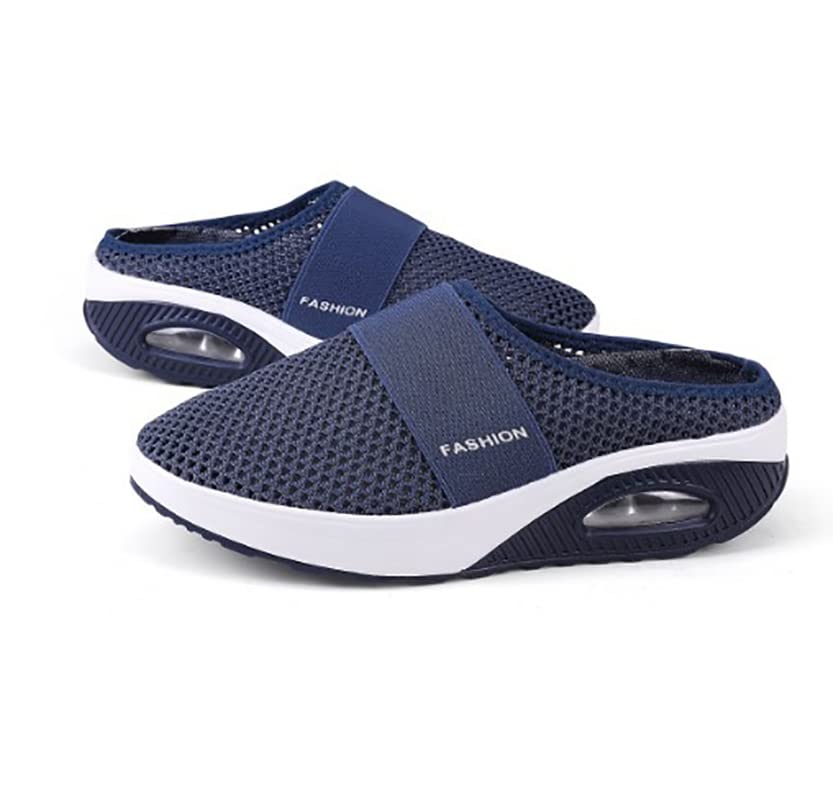 Kapley Azfleek Shoes, Azfleek Women Comfortable Air Cushion Slip-On Orthopedic Walking Sandals (Dark Blue, Adult, Women, Numeric_8, Numeric, us_Footwear_Size_System, Medium)