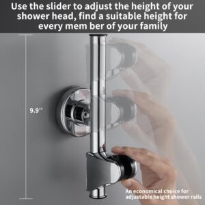 Starensky Shower Slide Bar, Height & Angle Adjustable Shower Head Holder, Relocatable Shower Wand Attachment, Shower Hose Atapter for Bathroom Wall Mount, Premium ABS Chrome Finish