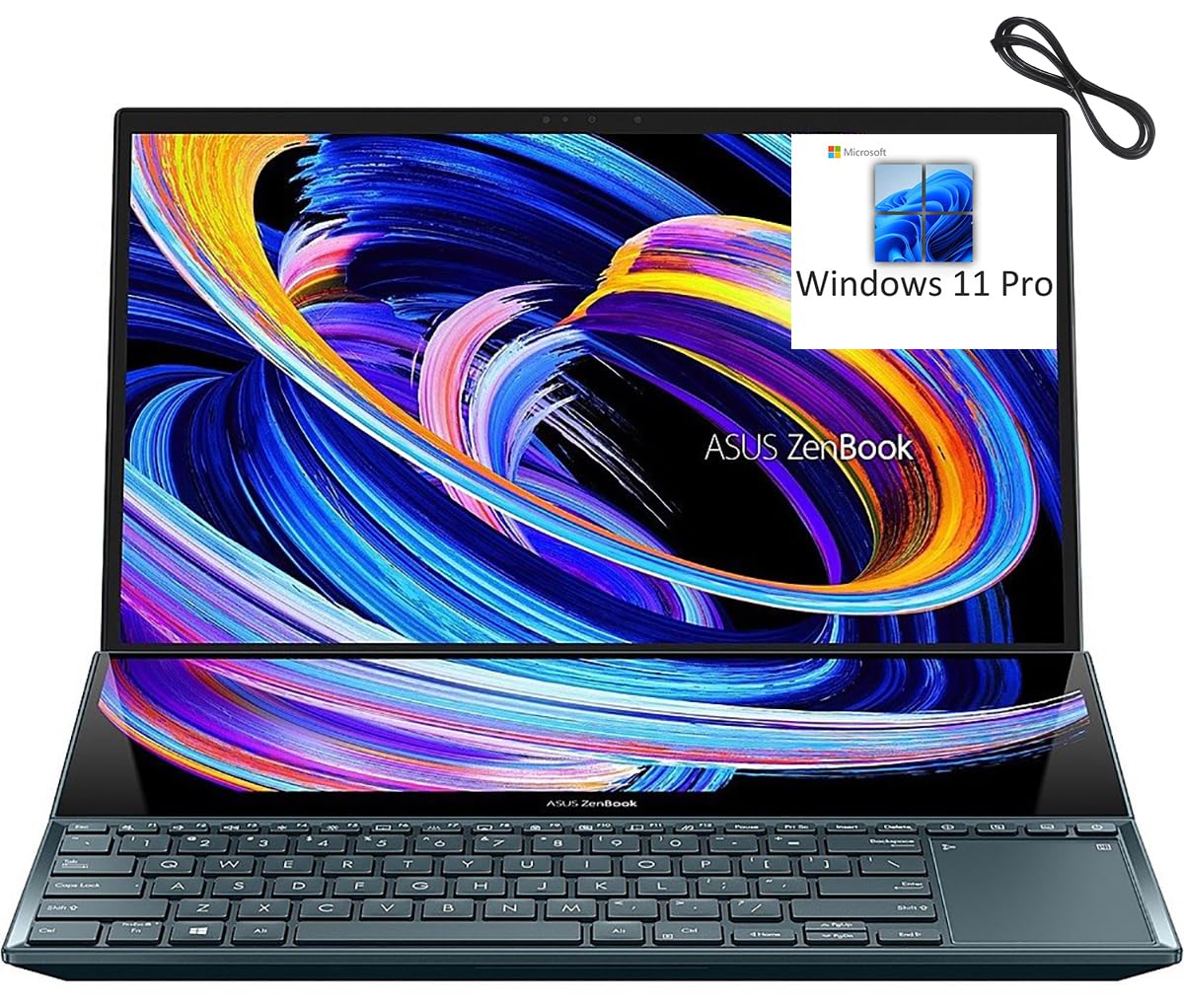 ASUS ZenBook Pro Duo 15 OLED 15.6" FHD Touchscreen Business Laptop, Intel Octa-Core i9-11900H, 32GB DDR4 RAM, 1TB PCIe SSD, GeForce RTX 3060, WiFi 6, Backlit KB, Windows 11 Pro, BROAG HDMI Cable