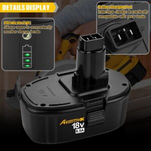 Ahomtikk 2Pack 6.5Ah Lithium-Ion Battery Replacement for Dewalt 18V XRP Battery DC9096 DC9098 DC9099 DE9096 DE9095 DW9096 DW9098 DW9095 DC9182 Dewalt 18V Batteries