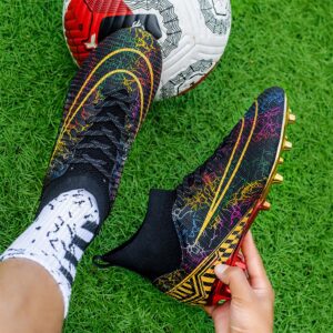 HESBITEUL Men's Women's Soccer Shoes Boys Gold-Soled Spikes Football Shoes Student Grass Training Shoes Outdoor Football Boots Unisex