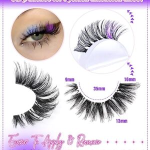 False Lashes Clear Band Eyelashes Natural Cat Eye Lashes Wispy Fake Eyelashes 16mm Fluffy Mink Lashes Pack 7 Pairs by Yawamica