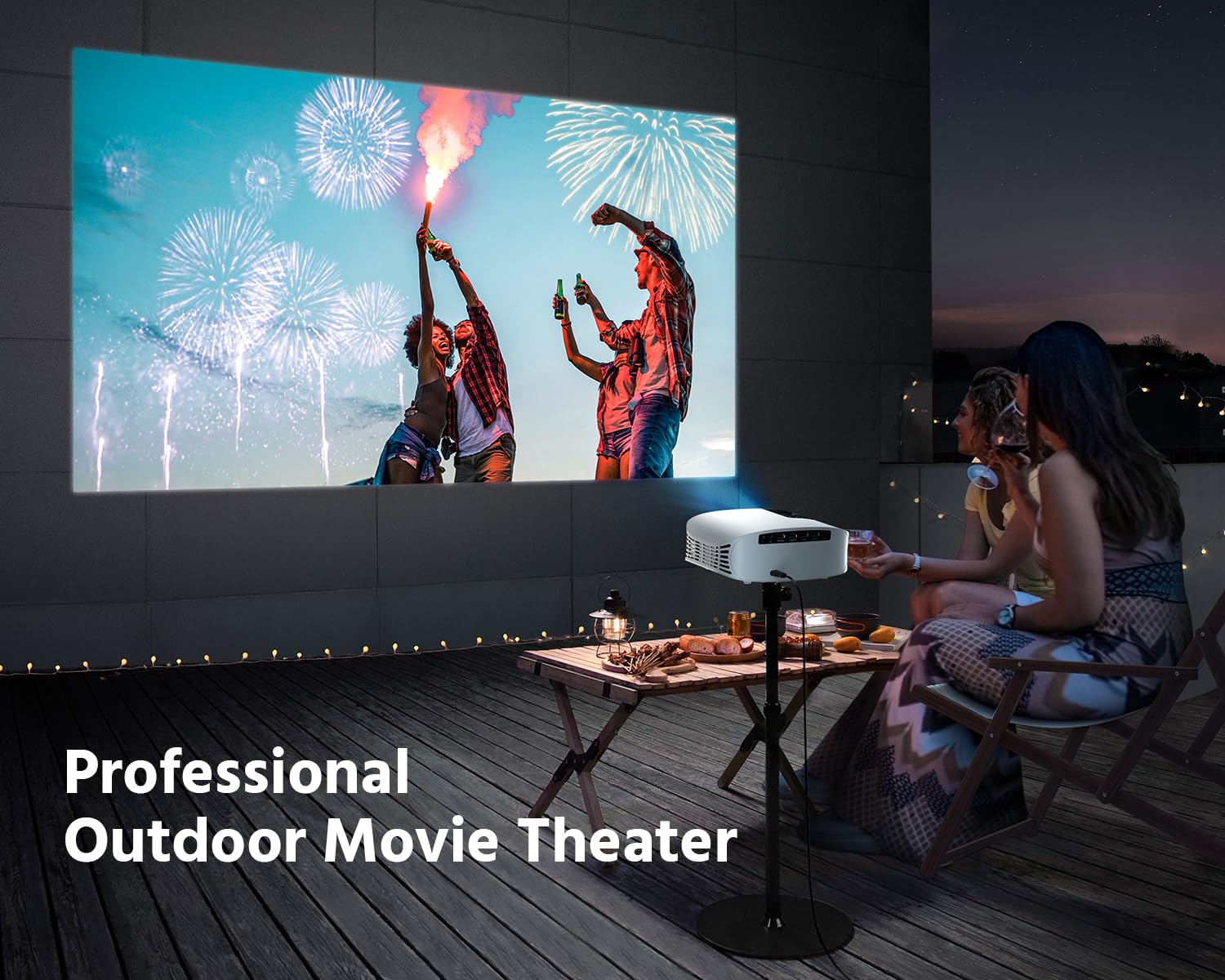 Projector with 5G WiFi and Bluetooth, 15000L Full HD 1080P Outdoor Portable Video Projector 4K Support, Home Theater Movie Projector Compatible with HDMI, USB, Laptop, iOS & Android Phone