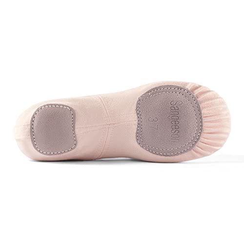 Dance Ballet Shoes for Girl Stretch Canvas Performa Dance Slippers Split Sole for Girls, Size 5, Pink