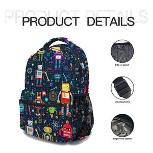 oallpu 17 Inch Cartoon Robots Backpack, Colorful Robots Shoulders Backpack Stylish Laptop Bag, Cool Daypack with Adjustable Shoulder Strap(Colorful Robots)