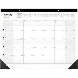 2024 office depot® brand monthly desk pad calendar, 21-3/4" x 17", white, january to december 2024, sp24d00