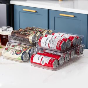 auto rolling soda can organizer,2 tire pop soda can dispenser with lid for refrigerator kitchen pantry,cabinet canned food