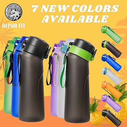 Alpha Fit Scent Water Bottle Starter Set, Water Bottle with Flavor Pods, Water Bottle for School Kids, Black Water Bottle (Black - 1 bottle (22 oz/650 ml) + 3 pods in random flavors)