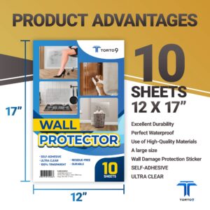 TOROTO9 Wall Protect 10 Sheets 12 x 17 Inch, Oil Proof Sticker Self-Adhesive Film Removable Paper for Cupboard Household (10)