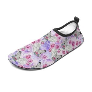 water shoes unicorn pink roses yoga socks beach swim surf sports shoes for women men 9/10women,7/8men