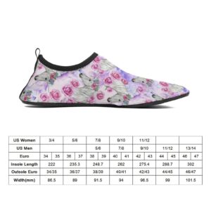 Water Shoes Unicorn Pink Roses Yoga Socks Beach Swim Surf Sports Shoes for Women Men 9/10women,7/8men