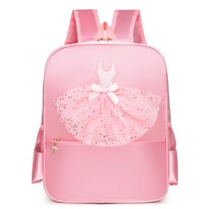 sehxim cute ballet dance backpack,tutu dress dance bag,waterproof bag ballerina duffle bag personalized dance bags gym bag.(pink)