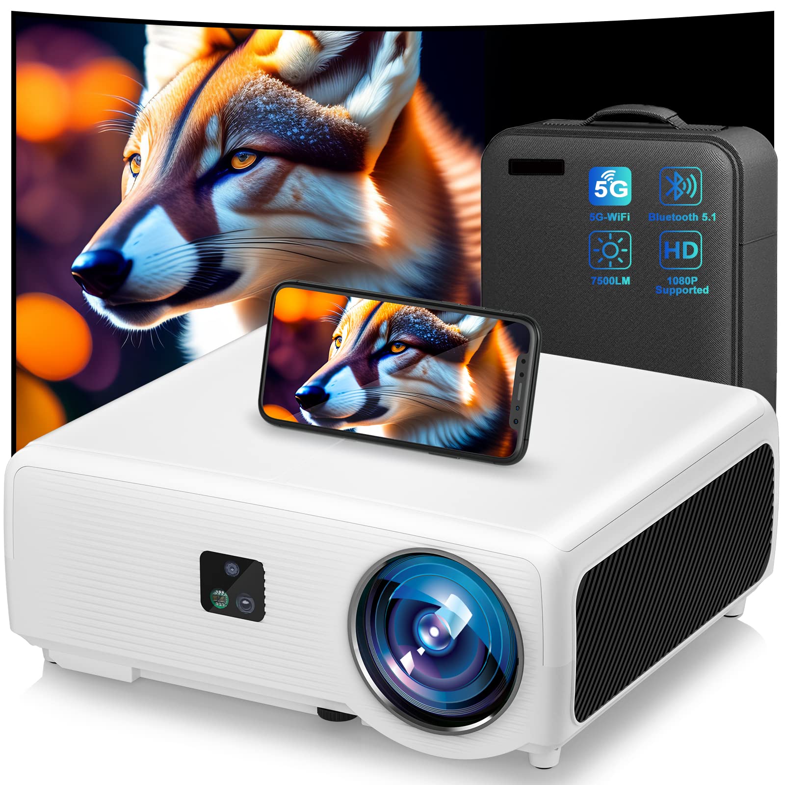 [Autofocus] Android TV 4K Projector with Wifi and Bluetooth,Henhoor 1200 ANSI Home Movie Outdoor Projector with Netfix/Prime Video Bulit-in,Smart Projector 4K+ Auto 6D Keystone,50% Zoom.Max 500"dispay