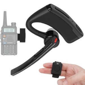 Walkie Talkie Bluetooth Headset with Noise Cancelling Mic 2 Pin Wireless Earpiece with Finger PTT Compatible with BaoFeng Kenwood Btech Radios & More(Not Compatible with Motorola/Midland)