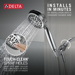 Delta Faucet 5-Setting Handheld Shower Head, Chrome Shower Head with Hose, Showerheads & Handheld Showers, Handheld Shower Heads, Detachable Shower Head, Hand Shower 1.75 GPM, Chrome 75511