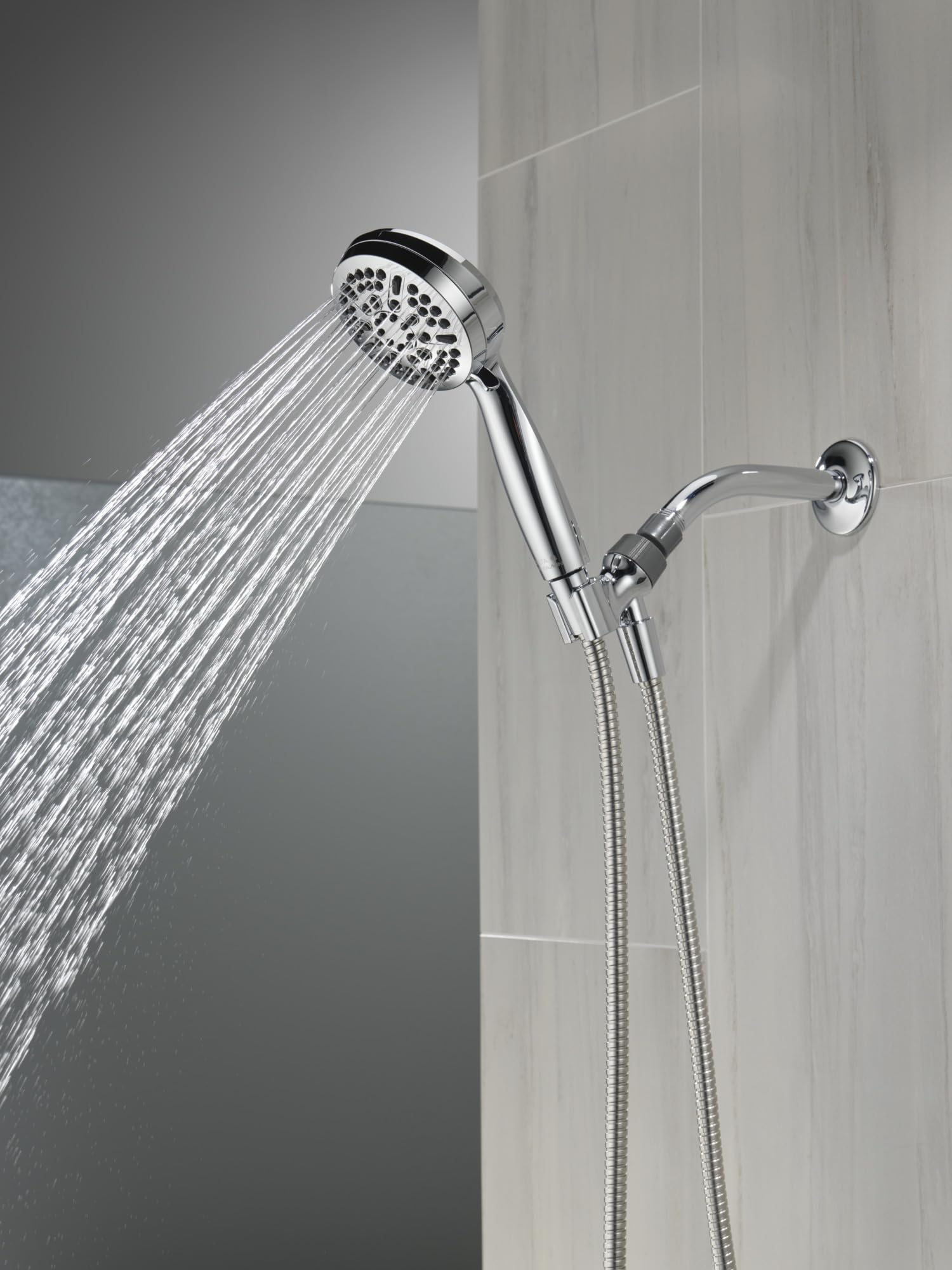 Delta Faucet 5-Setting Handheld Shower Head, Chrome Shower Head with Hose, Showerheads & Handheld Showers, Handheld Shower Heads, Detachable Shower Head, Hand Shower 1.75 GPM, Chrome 75511