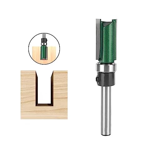 TOTOWOOD Top Bearing Flush Trim Router Bit ， 4 Pcs Pattern Flush Trim Router Bit Set，1/4 Inch Shank，Cutting Height in 15/32”, 3/4”, 1”, 1-1/2”,Flush Trim Cut Router Bits (Pattern Flush Trim)