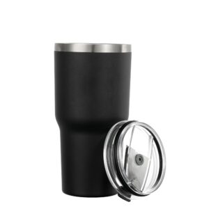 chilamics 30oz tumbler, stainless steel vacuum insulated coffee tumbler cup, double wall powder coated travel mug, black