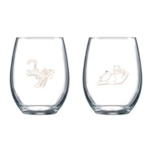 disney winnie the pooh happy days stemless tumbler glasses for drinking 17 oz - 2 pack