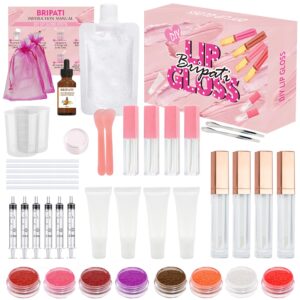 bripati diy lip gloss making kit, 46pcs diy lip gloss kit to make your own lip gloss, moisturizing lip glaze handmade set, beginner lip gloss kit, lip gloss making supplies set for women girls