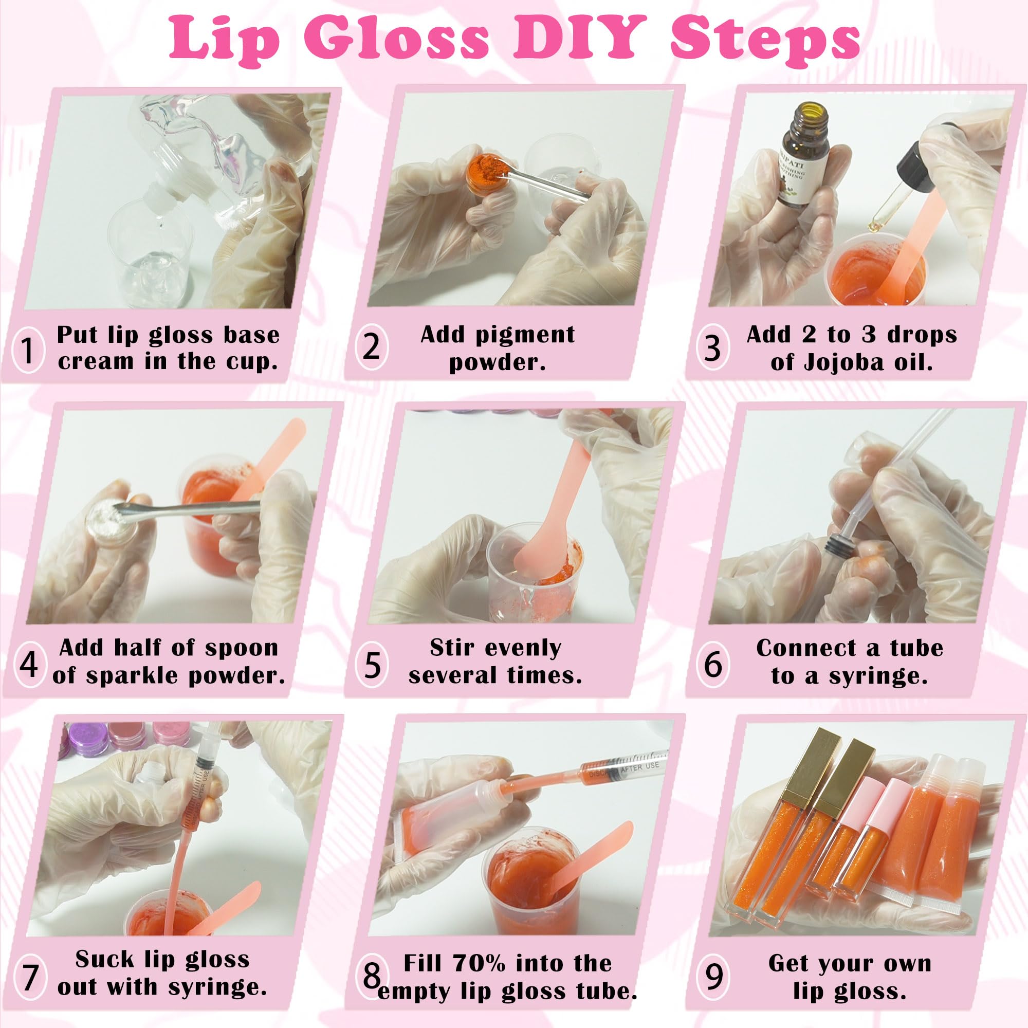 BRIPATI DIY Lip Gloss Making Kit, 46PCS DIY Lip Gloss Kit to Make Your Own Lip Gloss, Moisturizing Lip Glaze Handmade Set, Beginner Lip Gloss Kit, Lip Gloss Making Supplies Set for Women Girls