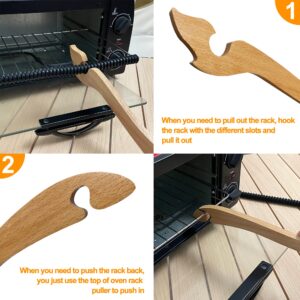 JUNTIANZE Oven Rack puller,2pcs Silicone Oven Rack Shields(11in Puller, 14in Shields),Wood Oven Rack Push and Pull Tool, Suitable for kitchen ovens, Toaster ovens,Air Fryer, Convection Oven