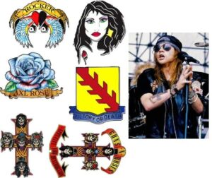 axl rose complete set of fake temporary tattoos