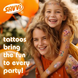 Savvi - 50 Paw Patrol Temporary Tattoos: All Characters, Skin-Safe Ink, Great for Birthday Parties, Gifts for Boys and Girls Ages 4-12+, Made in the USA [6 sheets, 50 count]