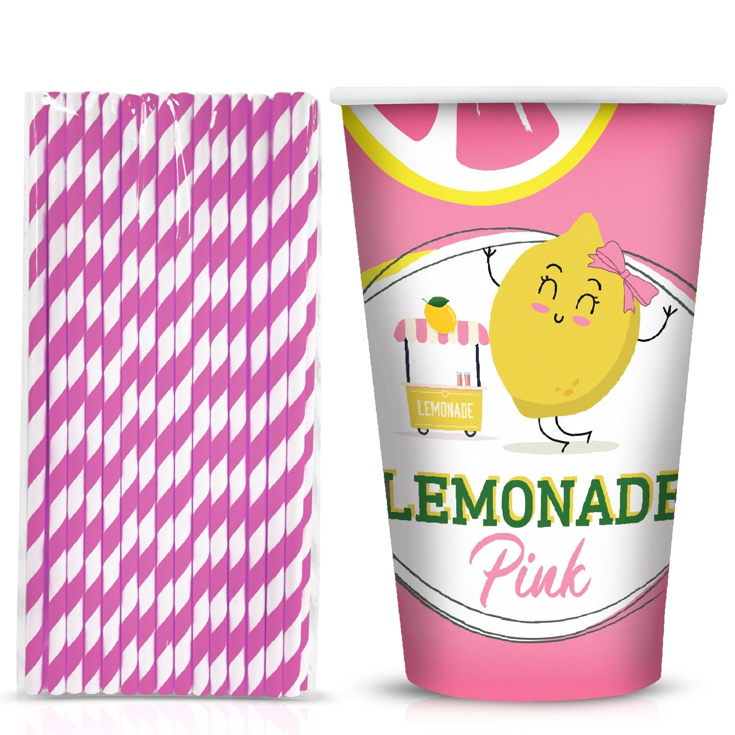 Lemonade Stand Supplies, Lemonade Stand Kit, Includes 3.5L Drink Dispenser, Lemonade Cups, Paper Straws, Garland, Latex Balloons, Board, Lemonade Banner (stand NOT included)