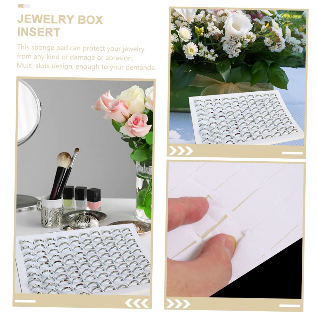 OKUMEYR 5pcs storage box sponge pad earrings showcase tray black foam ring insert jewelry foam insert foam insert display trays trinket tray Earring Display Holder white props lining